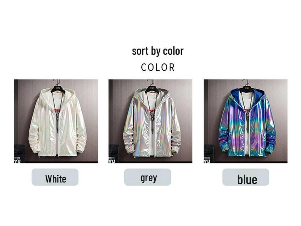 Summer Colorful Shiny Sunscreen Jacket Unisex Lightweight Breathable Plus Size Trendy Outerwear