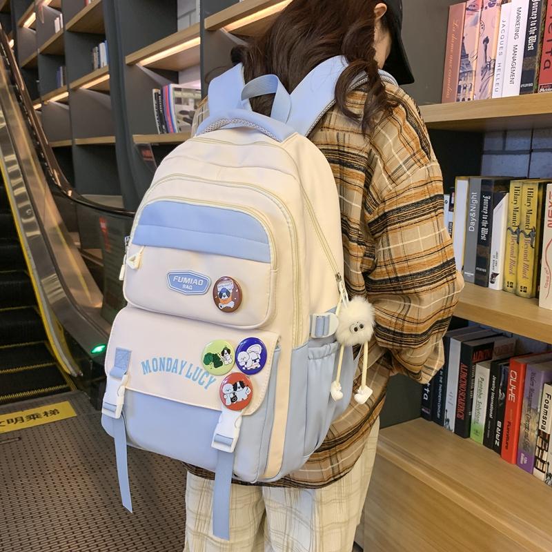 Школьный рюкзак для младших школьников, женский контрастный рюкзак для кампуса, рюкзак большой емкости