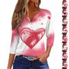 Women's T Shirt Tee Print Button  3/4 SleeveDaily Weekend Fashion Basic V- Neck Regular Top