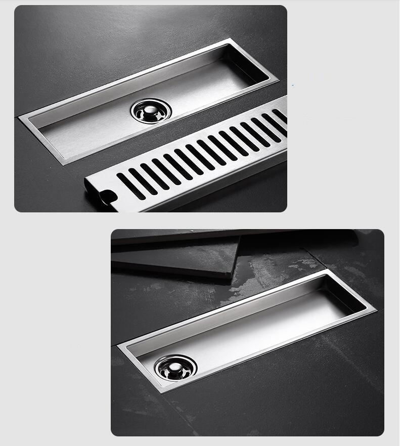 Shower drain 304 stainless steel shower floor drain long Linear drainage drain for hotel bathroom kitchen floor