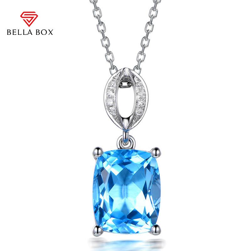 BELLA BOX Роскошное ожерелье с подвеской в ​​виде синего топаза для женщин, уникальное ожерелье для церемонии и помолвки, новые модные ювелирные изделия