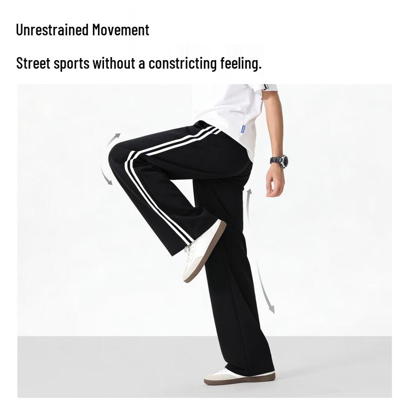 MINISO Men's Straight-Leg Striped Casual Sweatpants