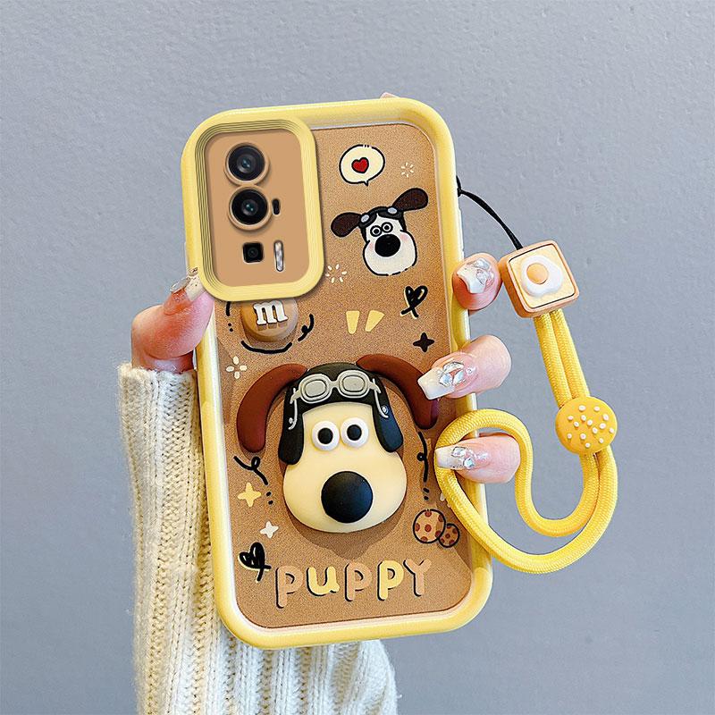 KEYSION Shockproof Case for Xiaomi POCO F5 Pro with Lanyard Soft Silicone Cute 3D Cartoon Doll Phone Back Cover for POCO F5
