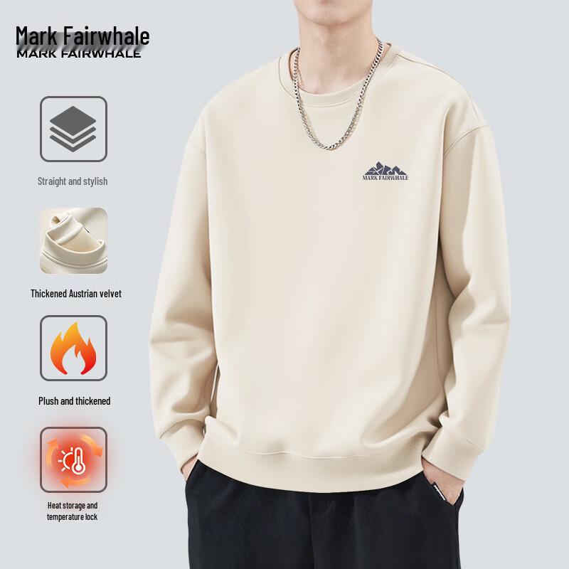 Mark Fairwhale Men's Heavyweight Fleece-Lined Loose Fit Round Neck Sweatshirt