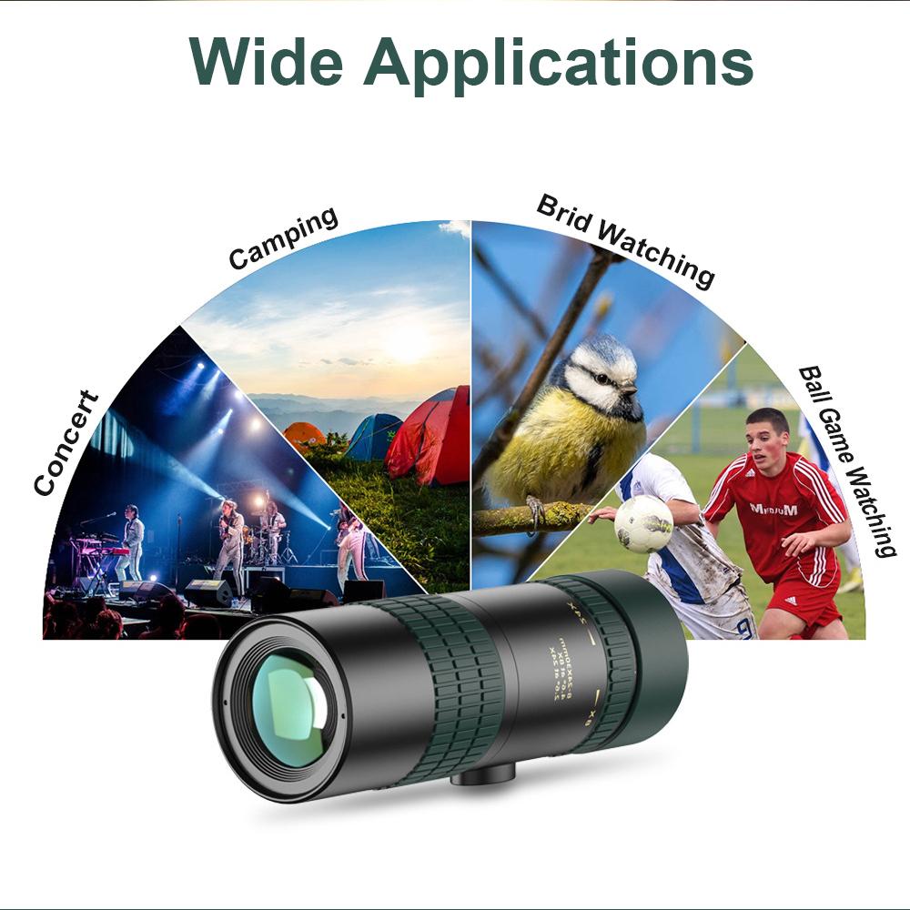 APEXEL Portable Monocular Telescope 8X24X Zoom BAK4 Prism FMC Lens with Smartphone Holder & Tripod