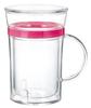 Iwaki Deco Mug 300ml Glass Mug with Raspberry Pink [Heat-resistant Lid] K4011-P