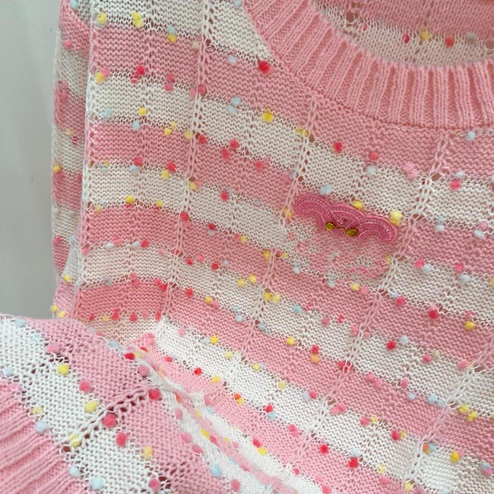 Trendy Knitted Sacai Nanyou European Stripe Crochet Long Sleeve with Colorful Dots for Early Autumn