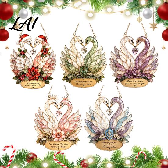 Birthday Gift for Girlfriend Stained Glass Style Swan Pendant Decorative Acrylic Suncatcher Window Car Sunlight Prism Ornament And Christmas