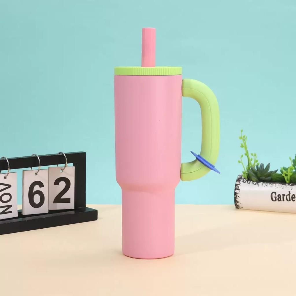 Insulated Travel Mug With Handle And Straw For Outdoor And Car Use