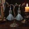 Chic Gothic Accessories 1 Pair Halloween Earrings, Spooky Skeleton Dangle Unique Costume Earrings Drop Punk Skull Articulated Jewelry for Women