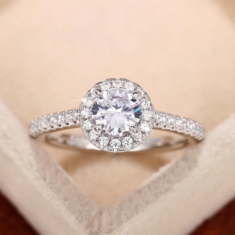 Simple and Classic Wedding Eternity Rings for Women White/Blue/Red Cubic Zirconia Temperament Female Rings Trend Jewelry