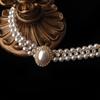 Diamond-Studded Baroque Pearl Double-Layer Necklace - Women's French Retro Clavicle Chain, High-End Fashion Jewelry.