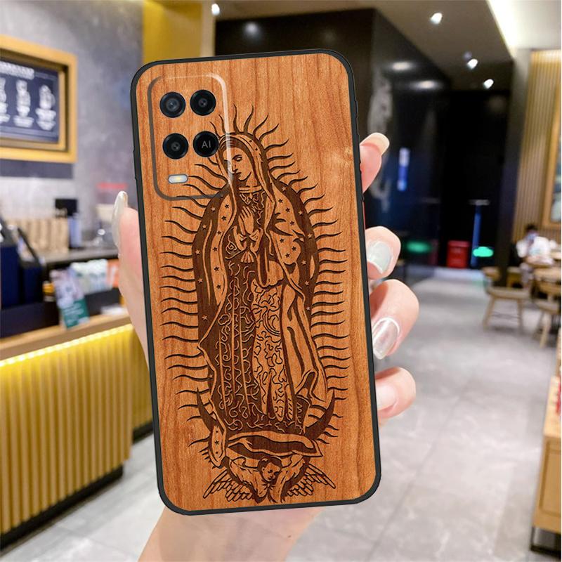 Guadalupe San Judas Wood Case For Oppo A5 Pro A15 A17 A57 A77 A60 A80 A40 A18 A38 A58 A78 A98 A96 A76 A16 A94 A74 A54