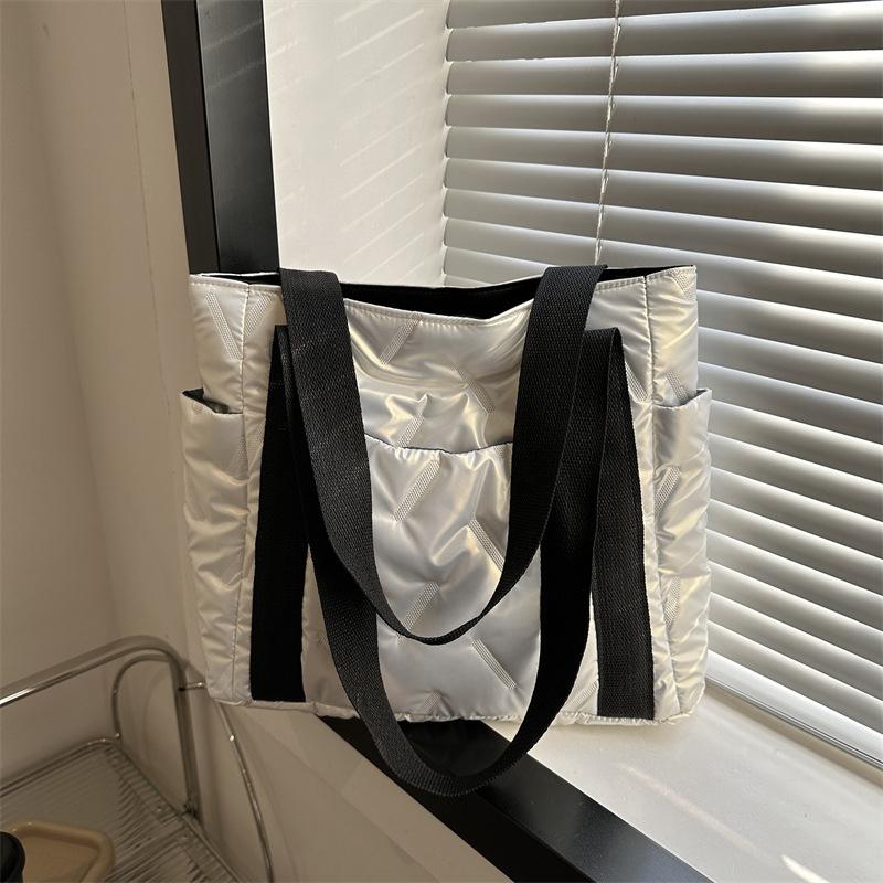 Повседневная большая сумка для женщин, космическая хлопковая сумка на плечо, большая вместительная женская пышная сумка, стеганая рабочая сумка для покупок