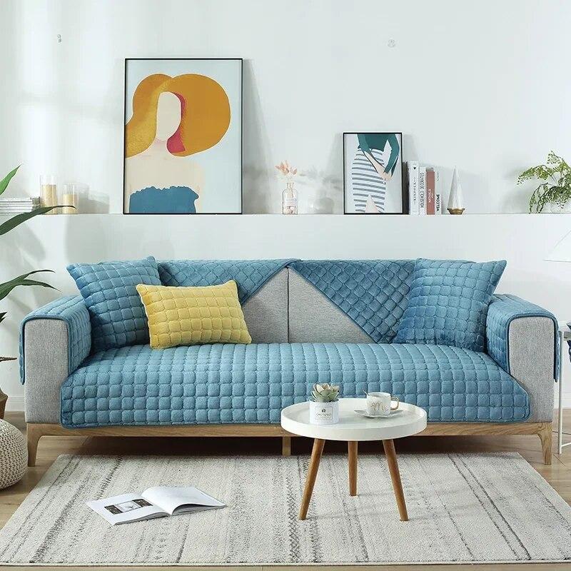 Solid Plaid Sofa Cover for Living Room Anti-dirty Dog Pet Sofa Mat Towel Thicken Couch Cover Furniture Protector Sofa Slipcover