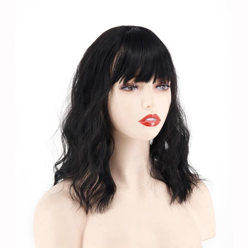 MERISIHAIR Женские короткие волосы с челкой, натуральный волнистый зажим на парике из синтетического волокна, подходит для косплея, вечеринки, повседневного использования