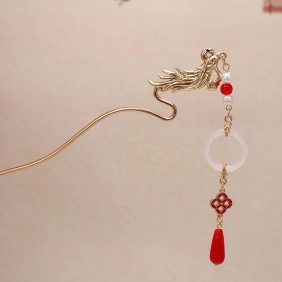 Заколка для волос в китайском стиле Дракон и Феникс с кисточками для женщин и девочек, длинные заколки для волос, украшение, китайский древний костюм ханьфу, аксессуары для волос