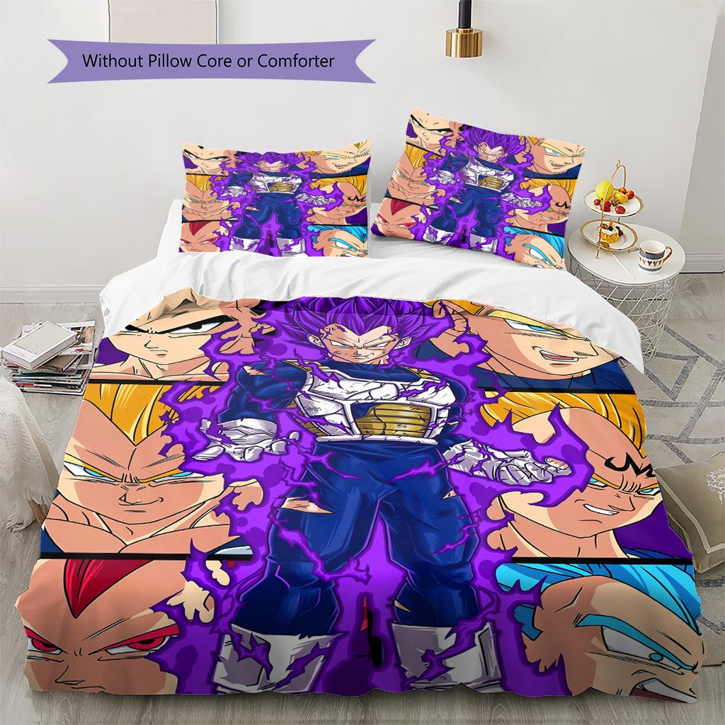 Постельное белье с рисунком Веджеты из Dragon Ball, Домашний декор, Подарок на день рождения (1 пододеяльник + 2 наволочки, без наполнителя)