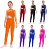 Girls Gymnastics Jumpsuit Sheer Mesh Patchwork Cutout Asymmetrical Design Mock Neck Sparkly Rhinestones Full Body Leotard