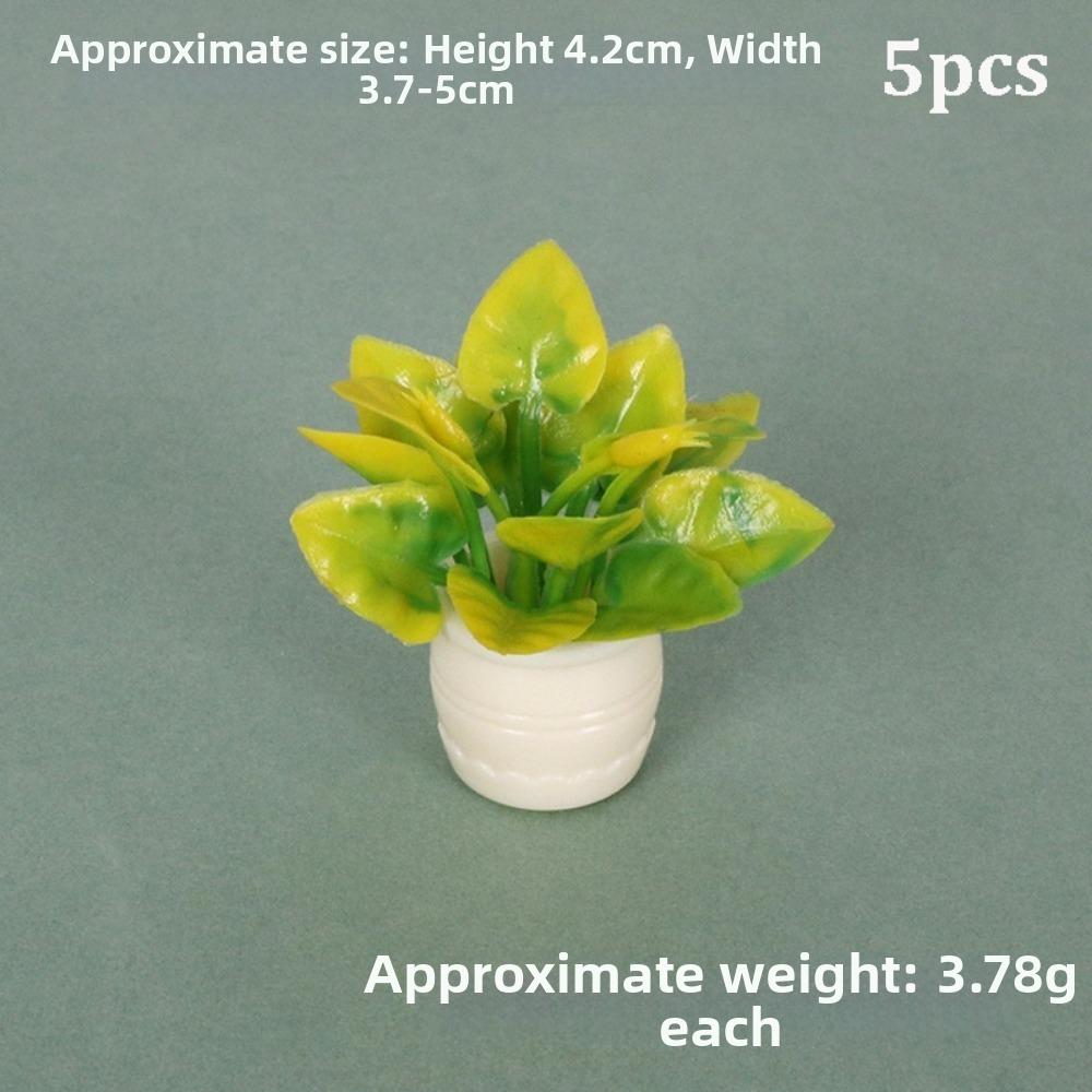 5pcs Plastic Simulation Vase Mini Green Luo Plant Outdoor Doll House Model Accessories