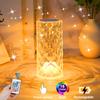 LED Crystal Desk Lamp Projector Bedside Atmosphere Light 3/16 Color Touch Adjustable Night Light Diamond Small Night Light Romantic Hand Gift