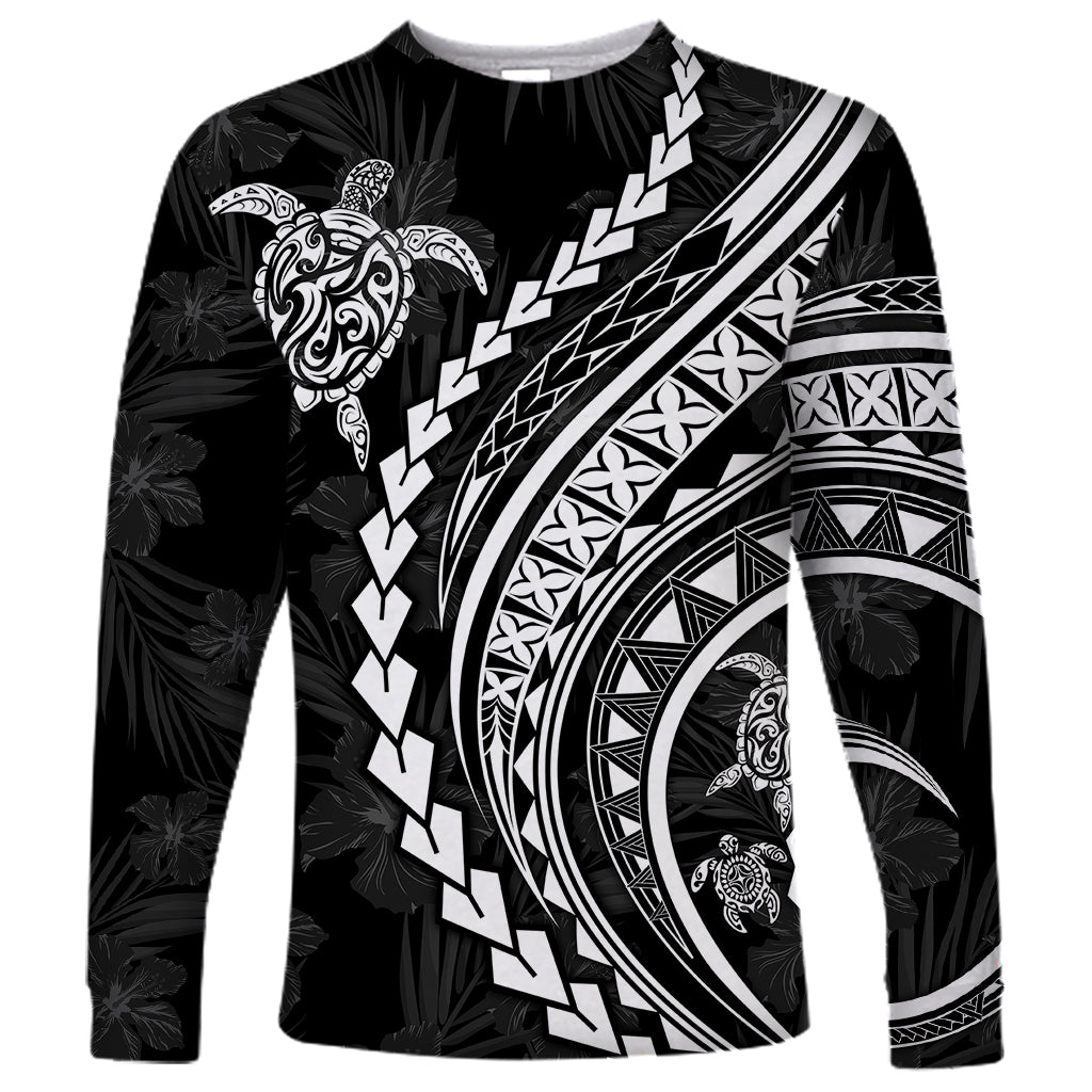 2024 New Men's Polynesian Long-sleeved T-shirt 3D Printed Turtle Hibiscus Luxury Print Men's Autumn Tops Casual Round Neck