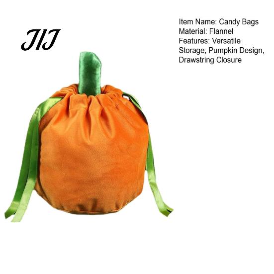 Luxury Velvet Gift Packaging Pumpkin Drawstring Bag, Halloween Plush Candy Pouch for Autumn Holiday Table Centerpiece Party, Reusable Goodie