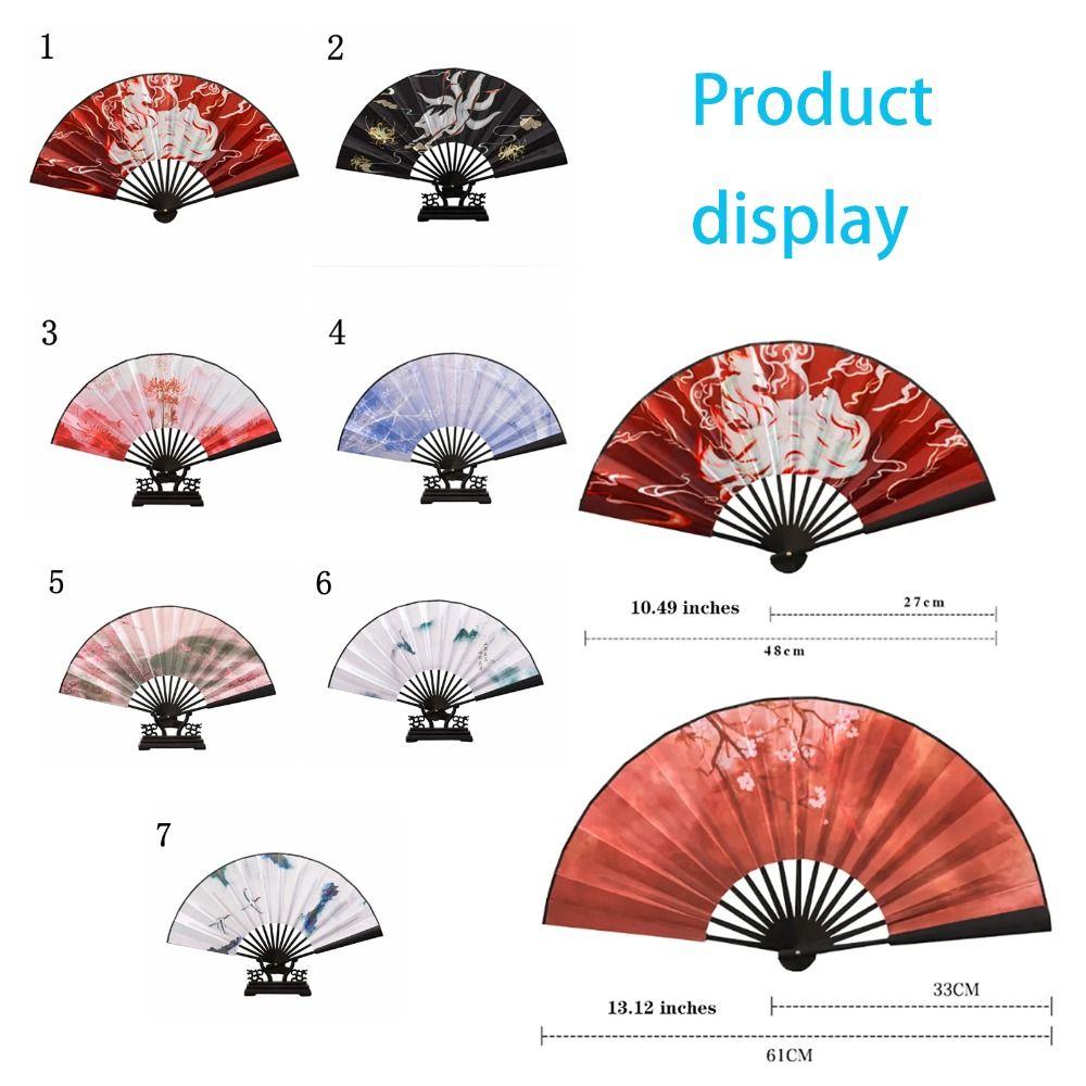 Bamboo Chinese Style Folding Fan Thickened Vintage Silk Folding Fan Wedding Party