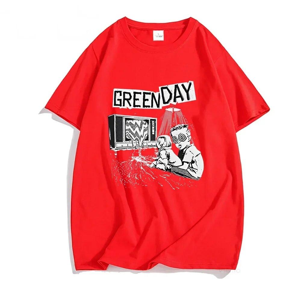 G-green Day Rock Band Printed Summer Unisex and Women O-neck T-shirt Casual Loose Streetwear Cotton Short-sleeved Pullover
