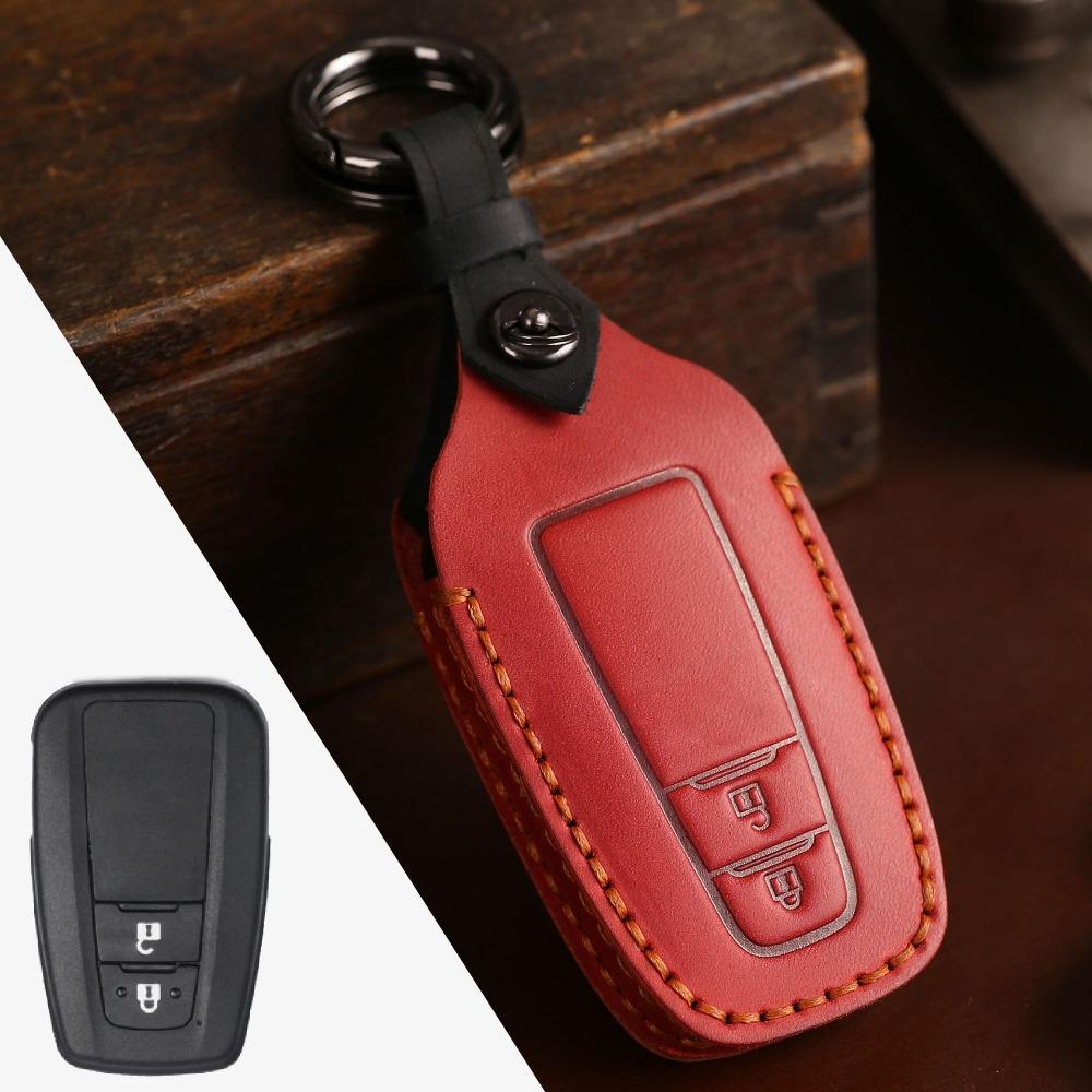 Handmade Genuine Leather Key Cover for Toyota Camry Avalon Retro Crazy Horse Style Car Key Case