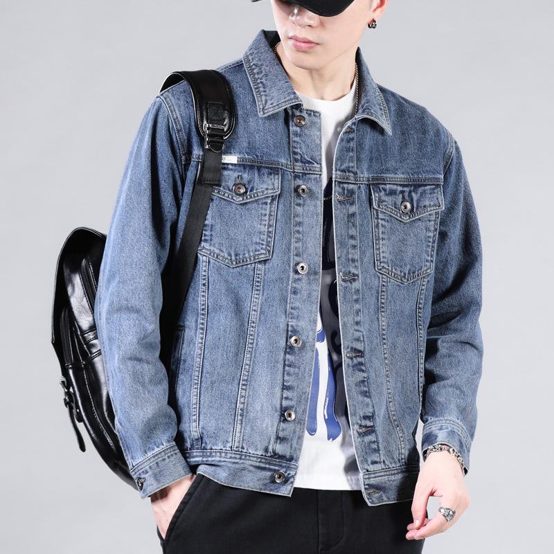 Men's Retro Washed Denim Jacket – Trendy Spring/Autumn Fit