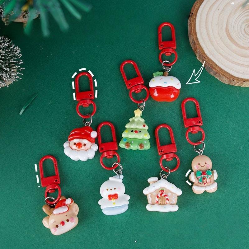 Cute Cartoon Christmas Pendant Santa Claus Tree Snowman Keychain Car Key Ring Backpack Decoration Accessories Children Gifts