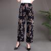 Повседневные брюки из ледяного шелка с высокой талией, женские летние свободные модные брюки из девяти частей для женщин среднего и пожилого возраста