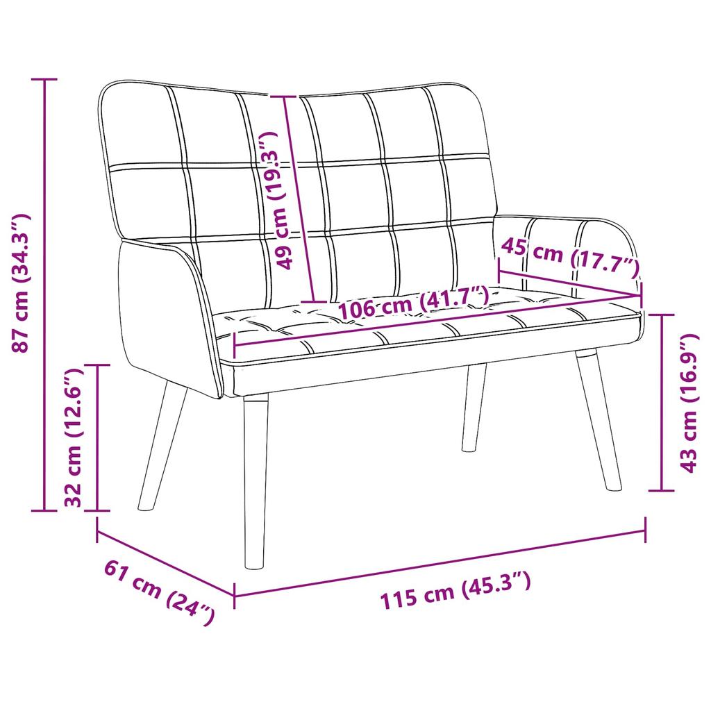 2 Seater Sofa in Pink 115 x 61 x 87 cm Fabric