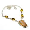 Orange Lace Agate Citrine Gemstone 925 Silver Plated Jewelry Necklace 18"