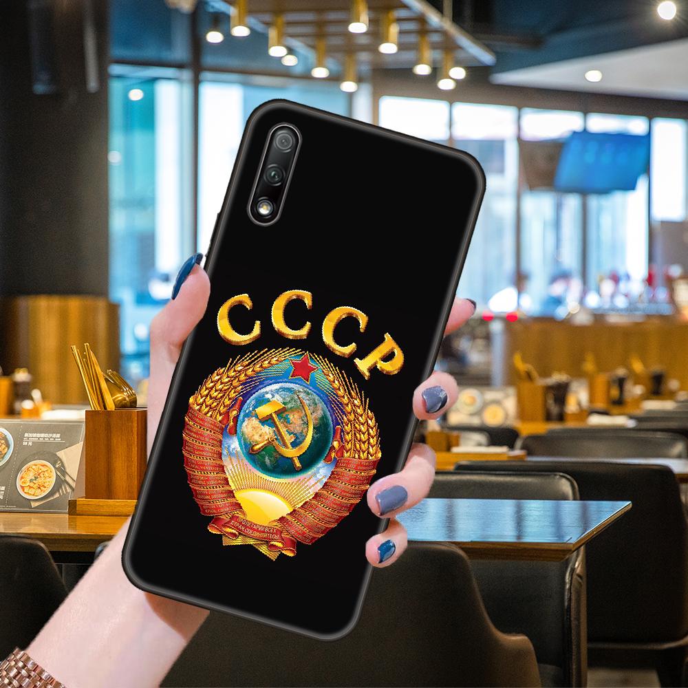 Чехол для телефона Huawei Honor 9X9 9S 10 20 30 S i A 8X 8A 8S 7X 7A Pro Lite, черная задняя крышка, роскошный силиконовый чехол с флагом СССР