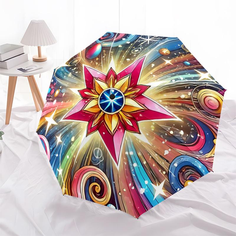 1pc Cosmic Star Mandala Automatic Umbrella - Automatic Opening And Closing, Sturdy Iron Frame, Formal Occasions yy251018112