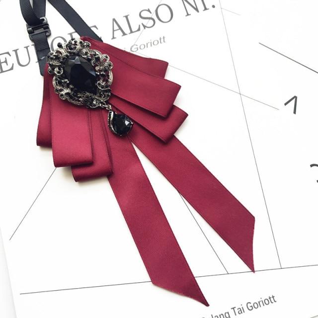 Винтажная брошь в виде галстука-бабочки из ткани с кристаллами, корейская мода, галстуки-бабочки, галстуки для женщин, белый рубашечный воротник, роскошные ювелирные аксессуары