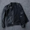 New Genuine Leather Jacket Men's First Layer Sheepskin Slim Stand Collar Youth Leather Jacket