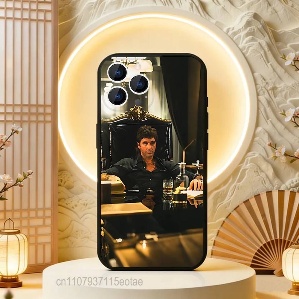Чехол для телефона S-Scarfaces Tony Montana для iPhone 17,16,15,14,13,12,11,Pro,Max,Plus,E,Air,Mini Защитный Черный Чехол