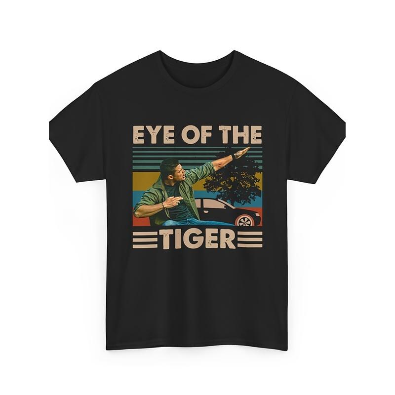 Winchester Men' Vintage Black & Suitable For Skin Tones T-Shirt - Dean Of Tiger Crew Neck Casual Shirt With Slight Stretch Fabric, Print, Machine