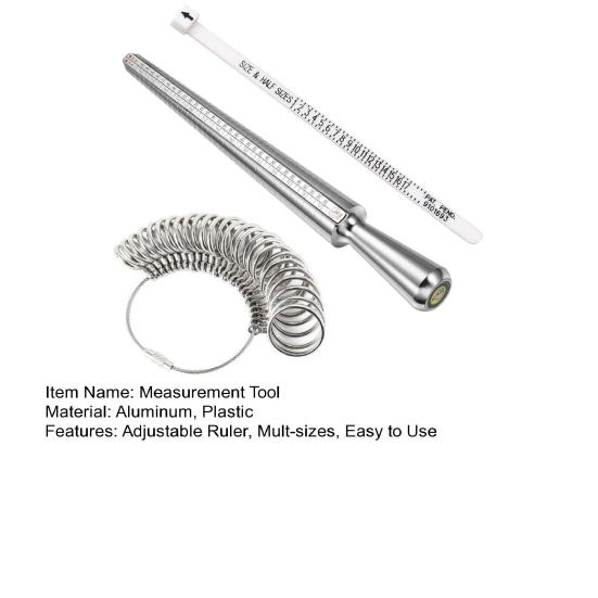 Набор измерительных инструментов для измерения размера колец. Легкое решение для определения размера ювелирных изделий. Регулируемый инструмент для измерения окружности пальца США и Великобритании.
