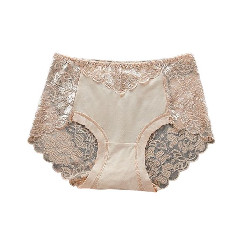 Ladies Mid-rise Plus Size Lace Panties Back Cutout Without Marks Belly Briefs