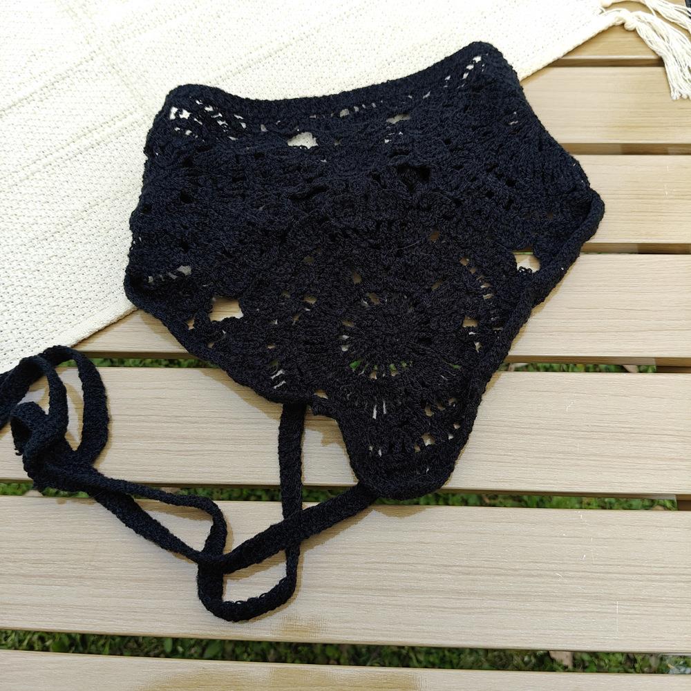 Вязаный крючком шарф для волос ручной работы, вязаная полуюбка, прикрывающая ягодицы, ажурный треугольный платок на голову, завязывающийся, элегантные аксессуары для волос, сделанные своими руками
