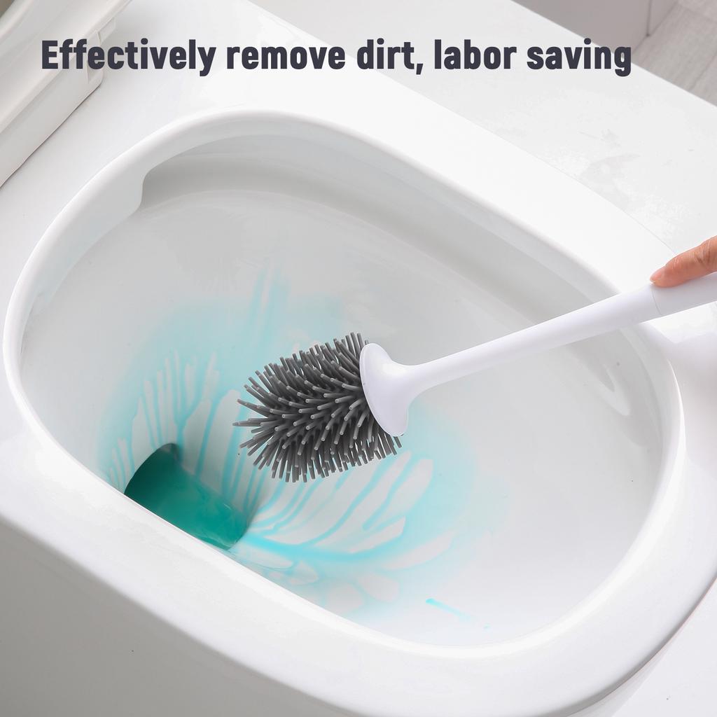 Ecoco Toilet Brush and Holder Set Toilet Bowl Brush Bathroom Hollow Drainage Holder Toilet Soft Cleaner Brush Kit with