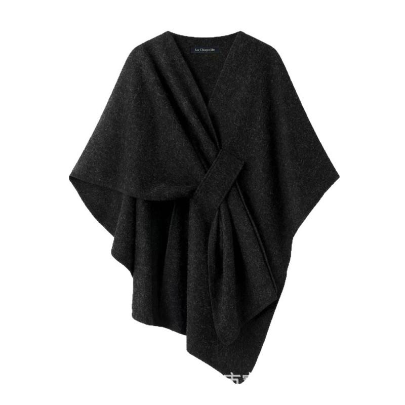Элегантный женский oversized кейп-шаль Зимний легкий накидной плащ Однотонный Стильный драпированный верхний одежда
