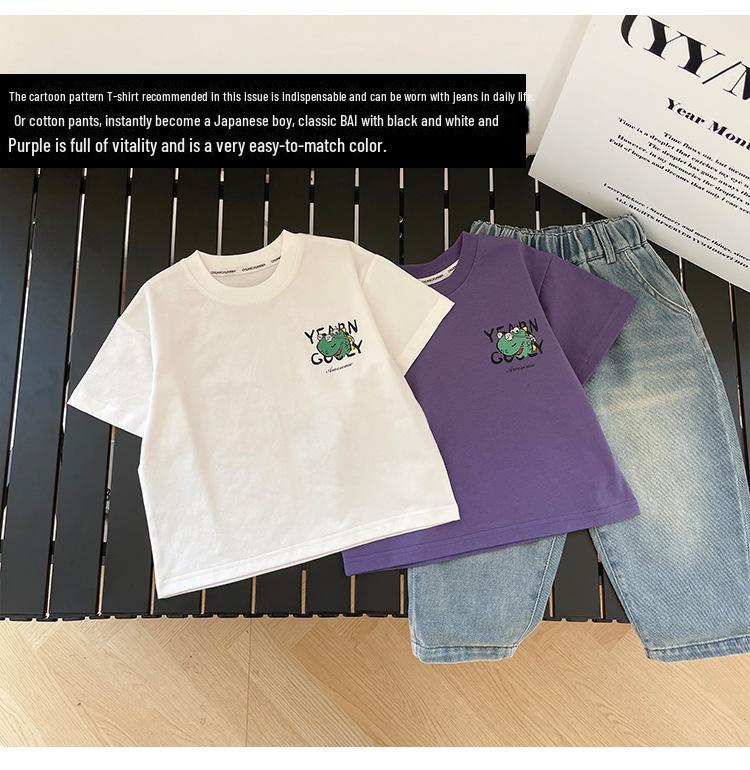 Футболка детская весенняя с изображением динозавра Nausicaa 2025 — унисекс с коротким рукавом для мальчиков и девочек