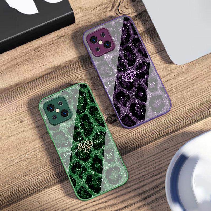 Зеленый с леопардовыми пятнами Любовь Для Oppo Find X5 X8 Pro X3 Lite A72 58 73 54S F11 79 Reno 6 4Z 5G Nord N200 Закаленное Стекло Чехол для Телефона