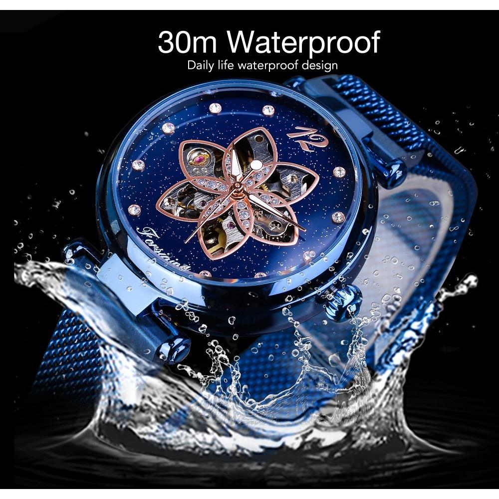 Forsining Ladies Fashion Casual Hollow Mechanical Mesh Belt Automatic Mechanical Watch