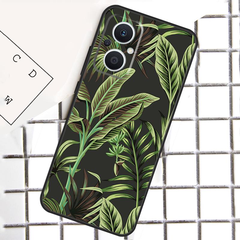 Чехол для телефона с тропическим узором листьев для OPPO Reno 8T 7 8 Lite 14F 14 13 12 11 F 10 Pro OPPO Find X8 X6 X5 Pro
